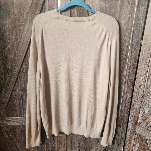Men's Banana Republic‎ V-Neck Tan Sweater Silk Cotton Cashmere Blend Size XL EUC - Picture 5 of 9